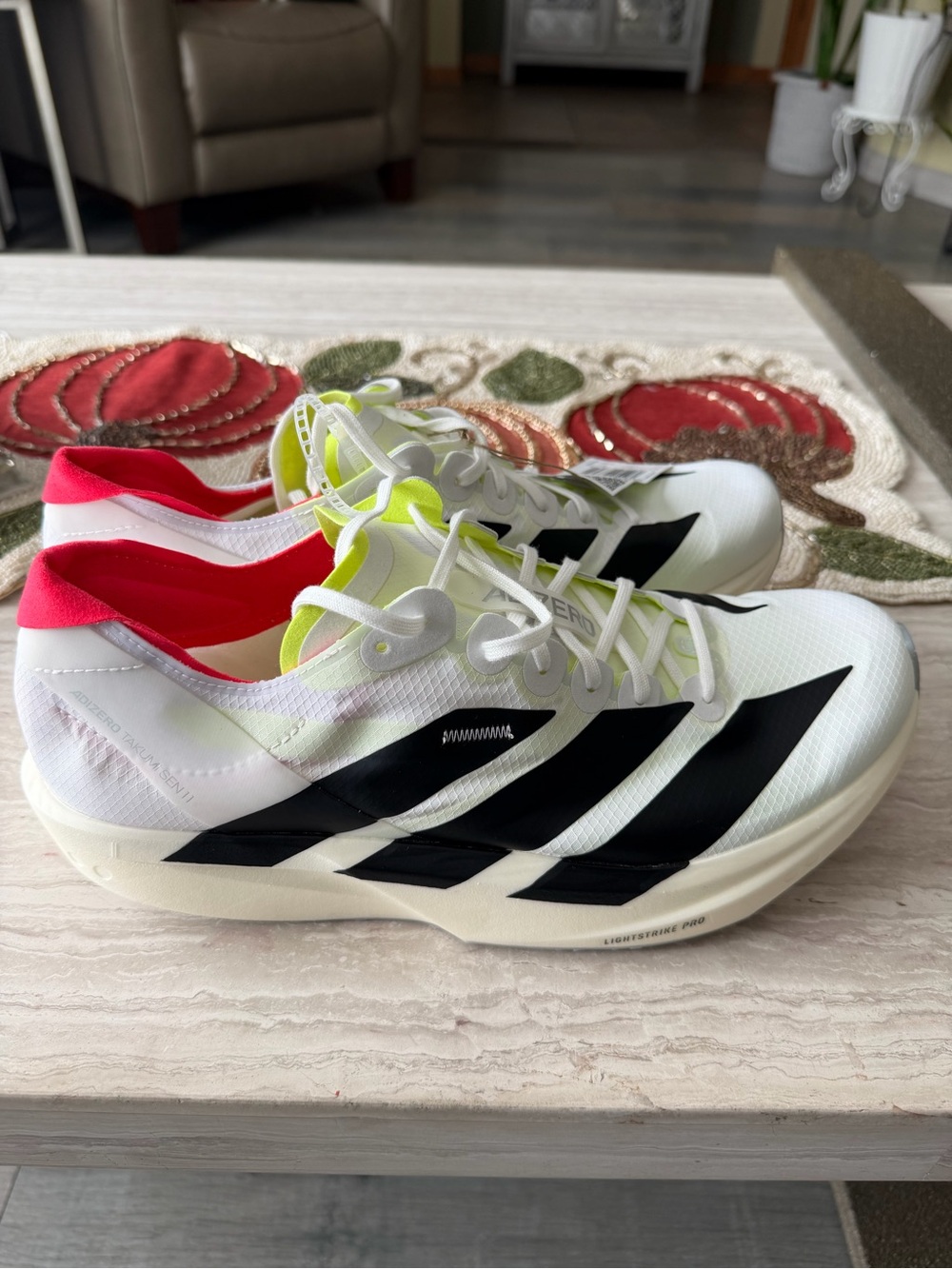 NWT adidas Adizero Takumi Sen 10 Men’s Size 11 Racing Shoes White Black JQ2818